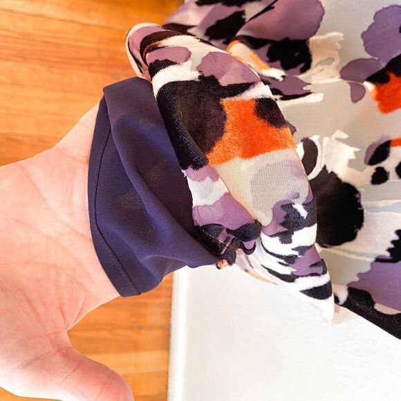 Cabi Radiant Velvet Burnout Slip Dress Women’s Small Style# 3514 Orange Purple - Picture 6 of 11